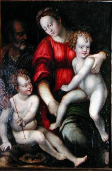 Vaftizci Yahya ile Madonna ve Çocuk (panelde yağlı boya) by Italian School