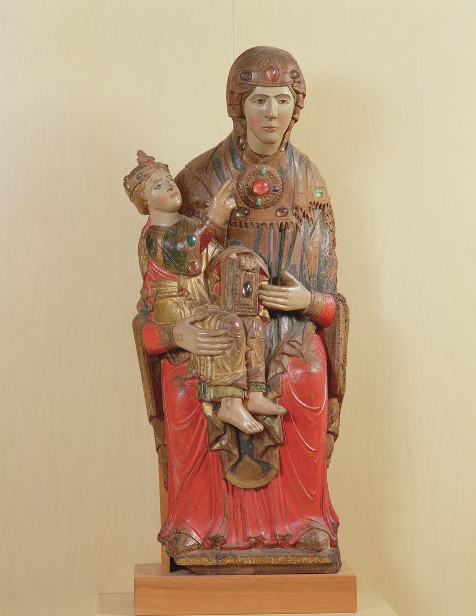 Madonna dAcuto (boyalı ahşap, renkli cam ve değerli taşlar) by Italian School