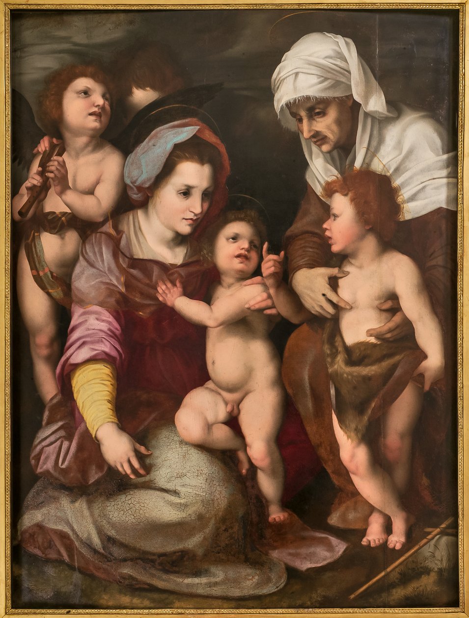 Bebek İsa, Aziz Elisabeth, Bebek Aziz John ve iki melek ile Madonna, Andrea Del Sarto