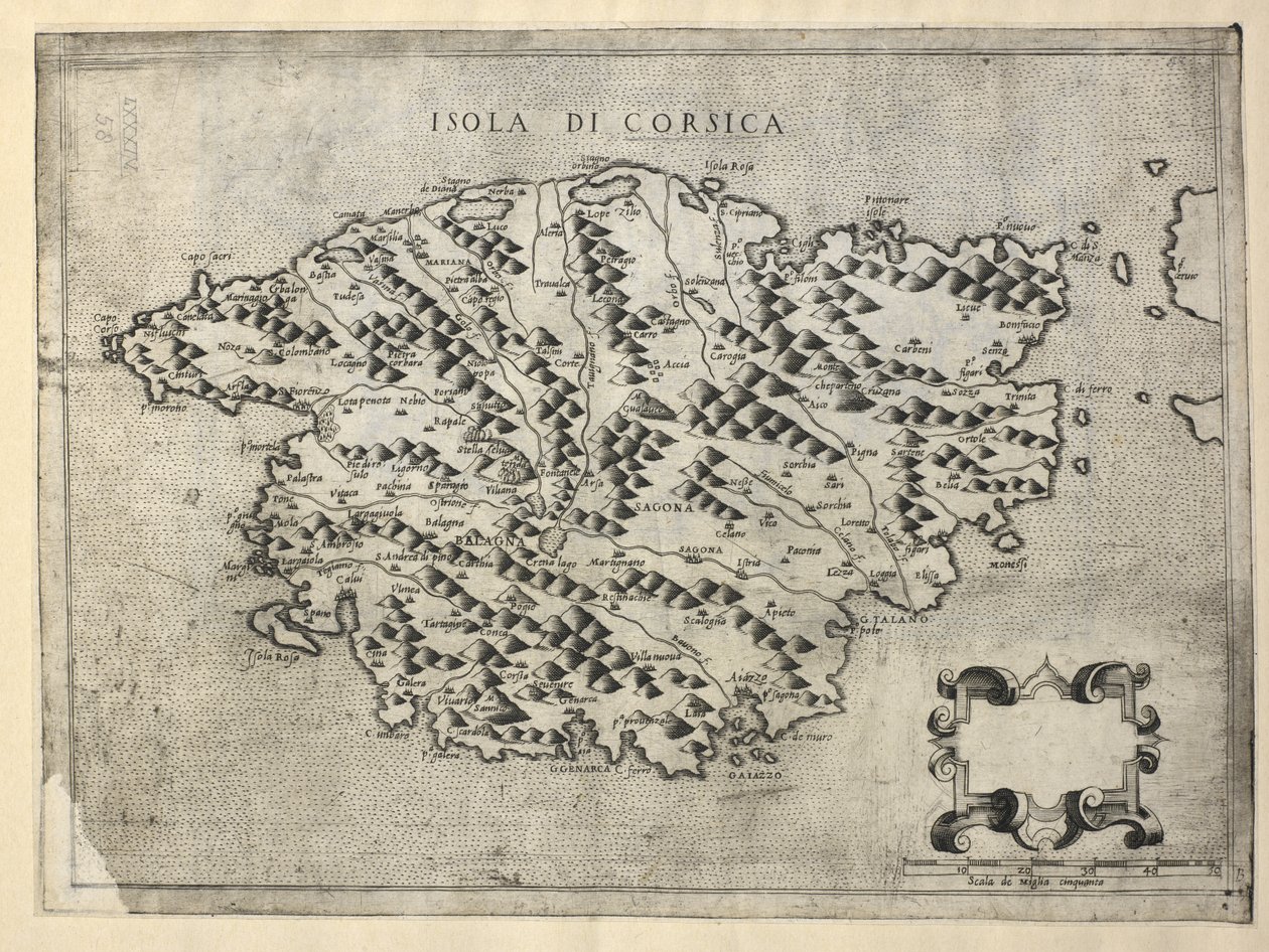 Korsika haritası, Korsika adası by Italian School