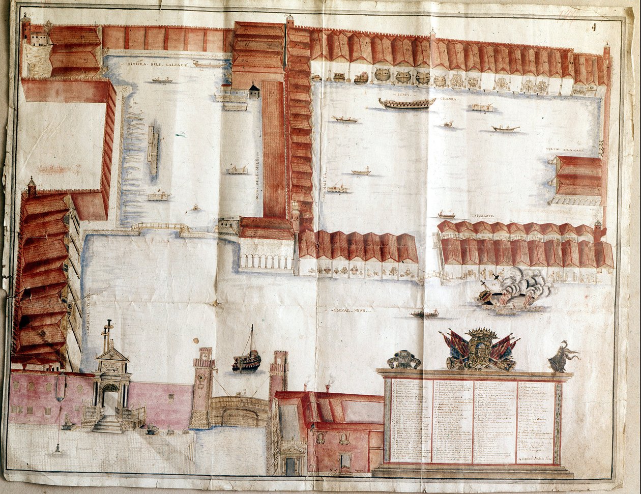 1580 yılında Venedik Arsenal haritası. by Italian School