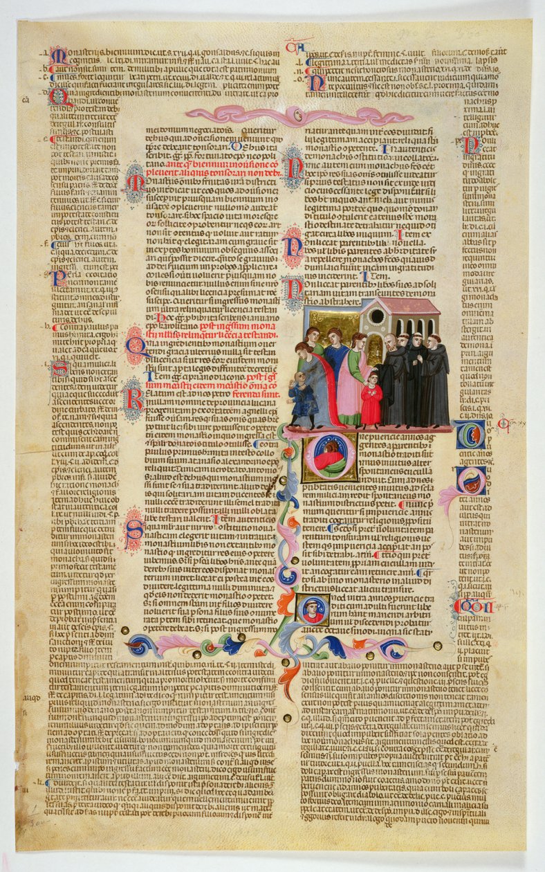 Marlay Kesme IT.9: Ebeveynleri tarafından bir manastıra getirilen iki çocuğu gösteren Gratians Decretum