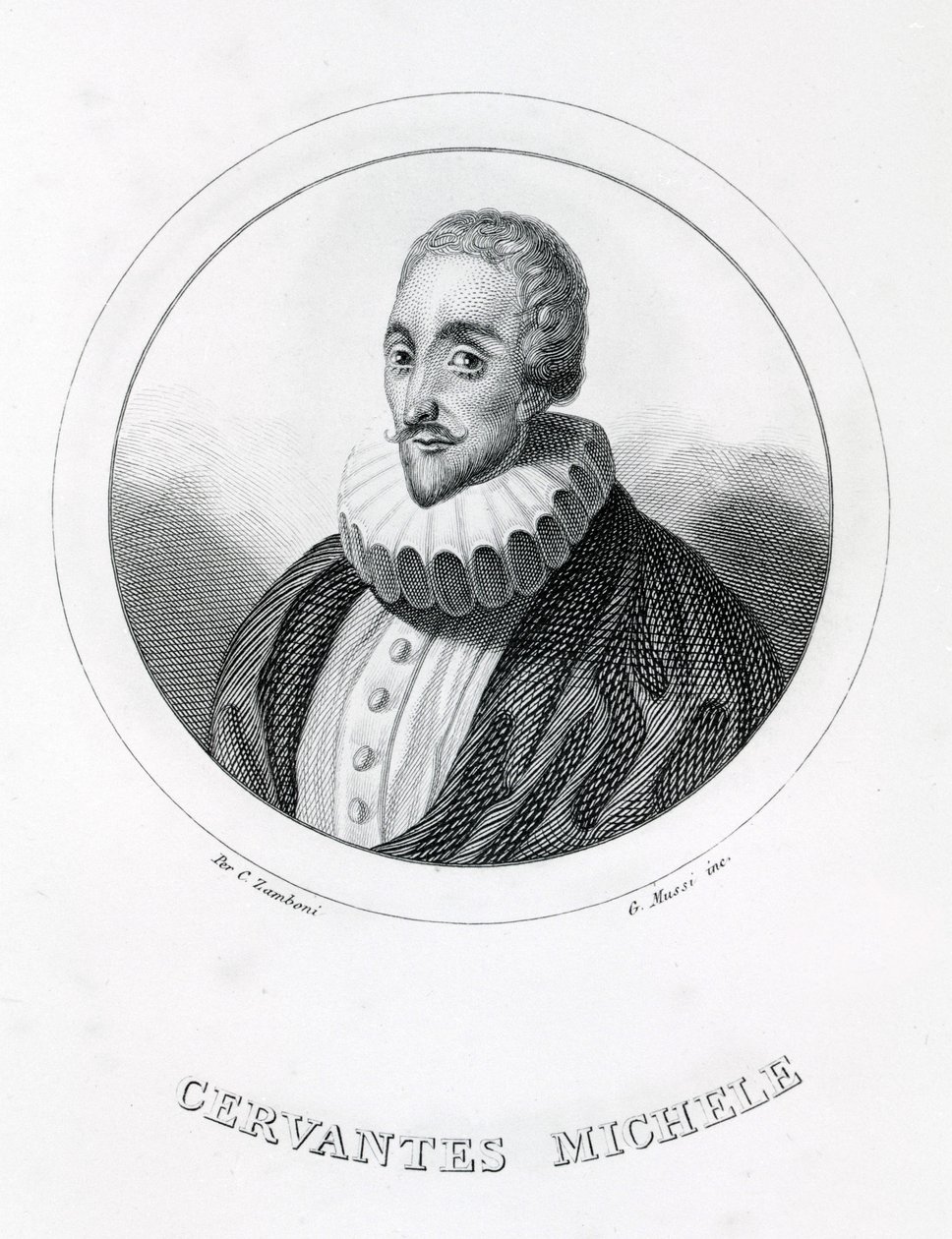 Miguel de Cervantes, İspanyol yazar (1547 - 1616). by Italian School