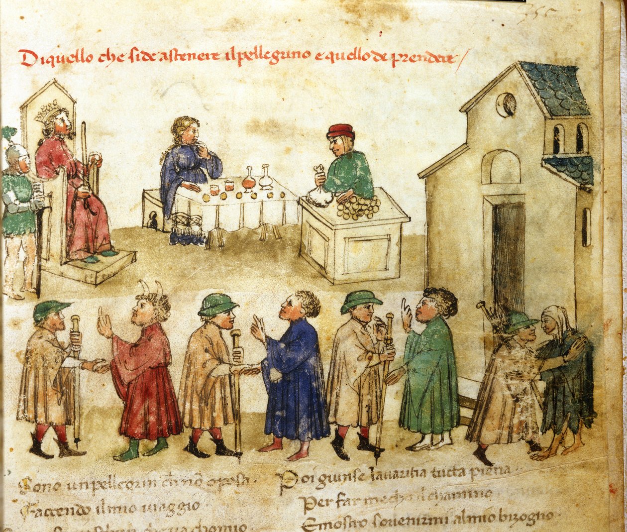Hacıların davranış modeli - 1400 dolaylarında “” Chronic of Sercambi ”de. Ulusal Arşiv, Lucca. by Italian School
