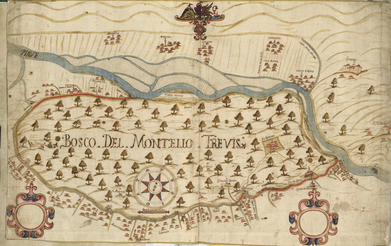 Montello, harita, XVIII yüzyıl, Veneto, İtalya by Italian School