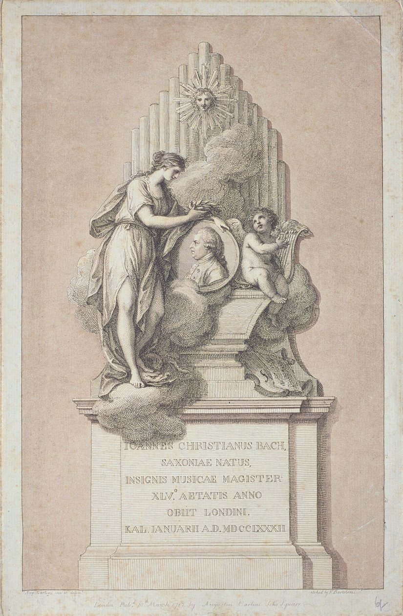 Francesco Bartolozzi (1727-1815) 1782 tarafından oyulmuş Johann Christian Bach (1735-1782) Anıtı by Italian School
