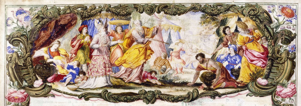 Musa, Harun ve İsrailoğulları çölde Manna topluyorlar, c.1600-1630 by Italian School