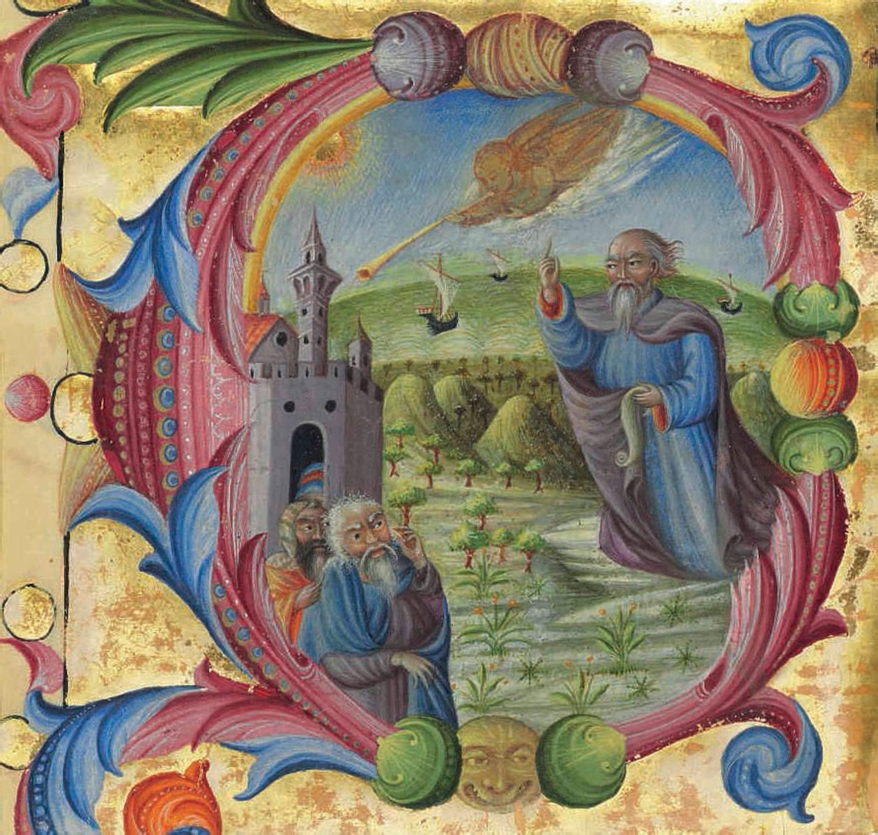 Musa İsraillilere Vaaz Veriyor, Siena, 15. yüzyılın 2. yarısı (parşömen üzerine mürekkep) by Italian School