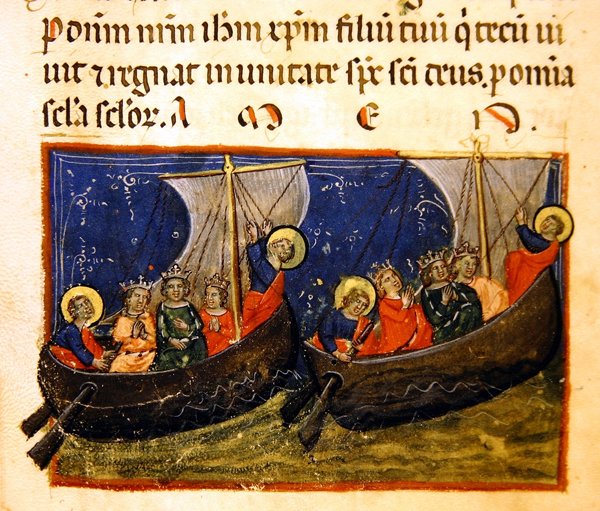 Hanım. 406, Evangelist Aziz John kilisesinin yapım ve yapım tarihinden minyatür, c.1330-40 by Italian School