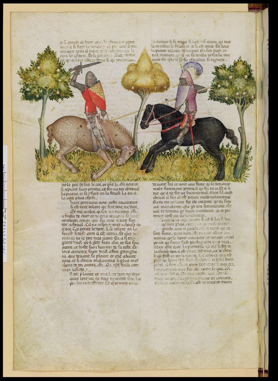 Bayan Fr 343 fol.26v Sir Percivals atı öldürüldü, Queste del Saint Graal