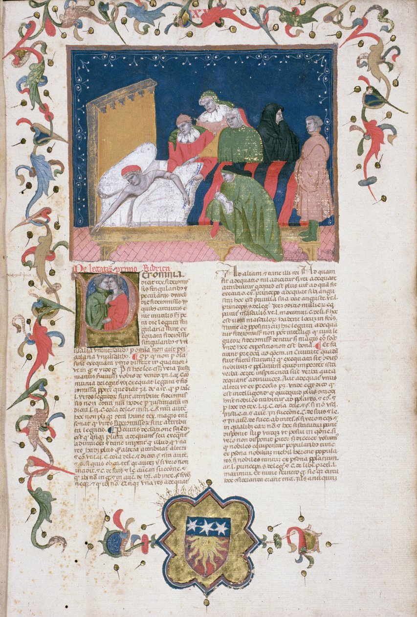 Ms Hunter 6 f.1r Bartoli de Saxoferrato (1314-57) (parşömen) tarafından yazılan 