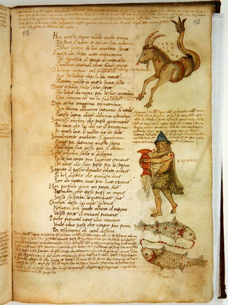 Ms Ital 483 S.4.7 f.158r Oğlak, Kova ve Balık, 