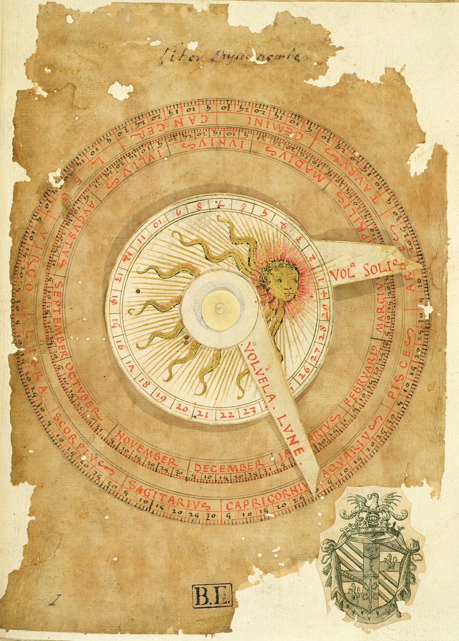 Ms Lat 696 W.8.20 fol.1r Güneş saati takvimi, 