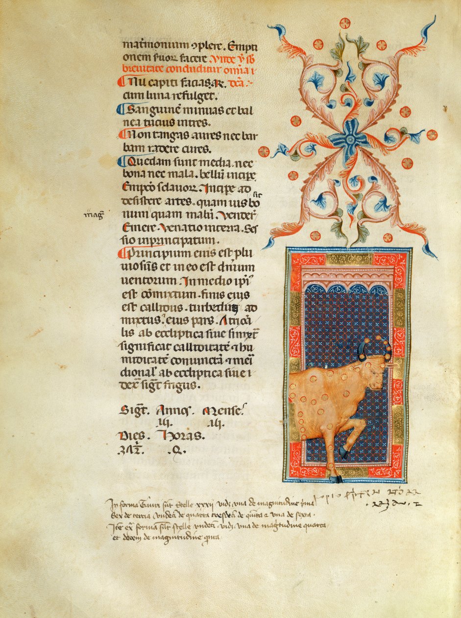 Ms Latin 7272 fol 113 Nisan ayı için ışıklı takvim sayfası by Italian School