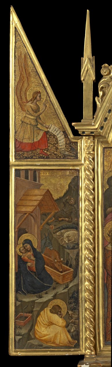 Müjde Meleği ile Doğuş - yukarıda (sol panel), c.1330-70 (panelde tempera) by Italian School