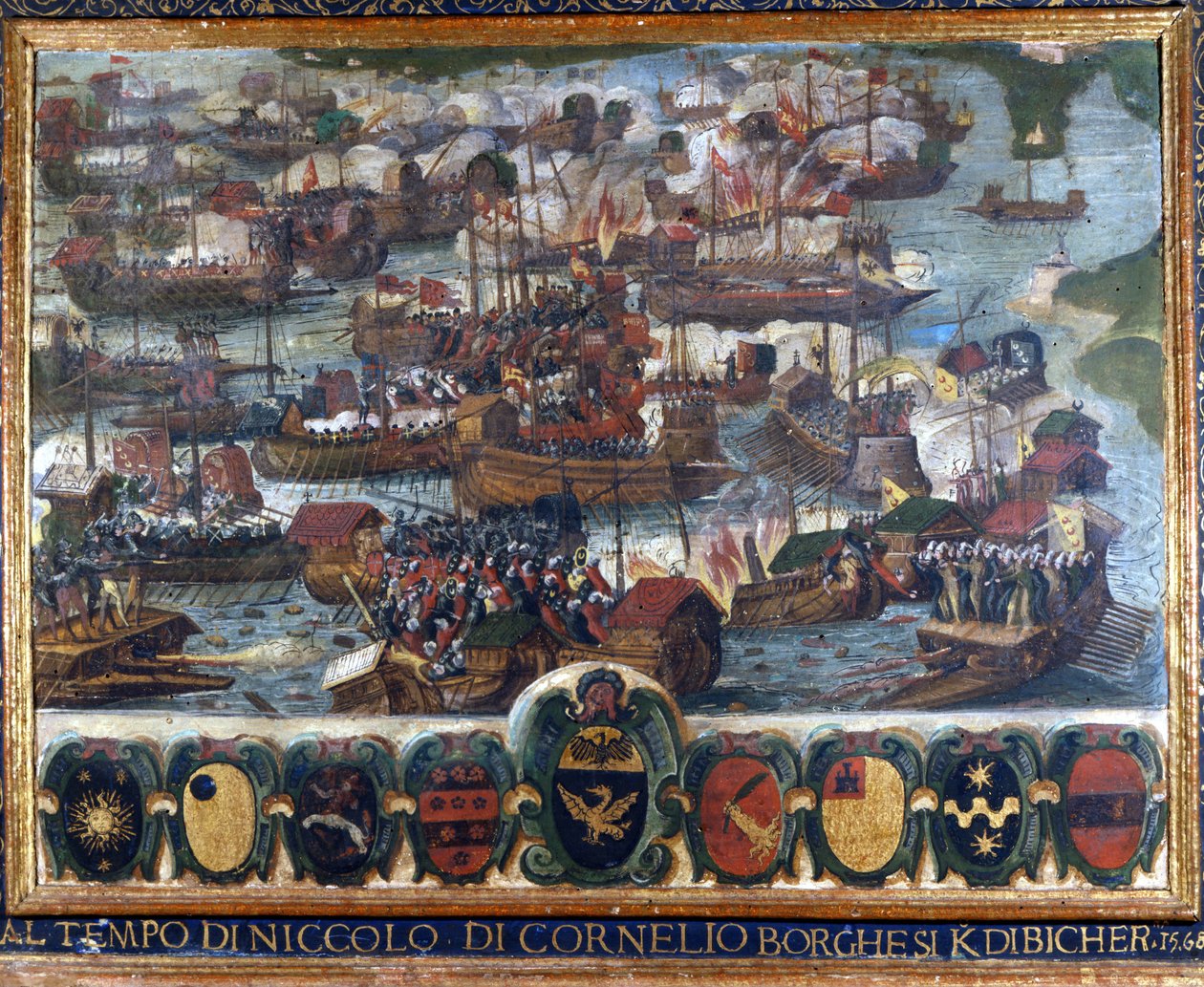 İnebahtı Deniz Savaşı (Lepanto): "" O sırada Niccolo di Cornelio Borghesi Kdibicher "" - Siena Ulusal Arşivi