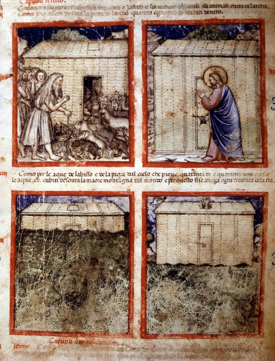 Nuh'un Gemisi, kodeks 212'den alınan Minyatür (veya Padovano Codice veya Padua İncili) 1390-1400 Rovigo, Accademia dei Concordi by Italian School