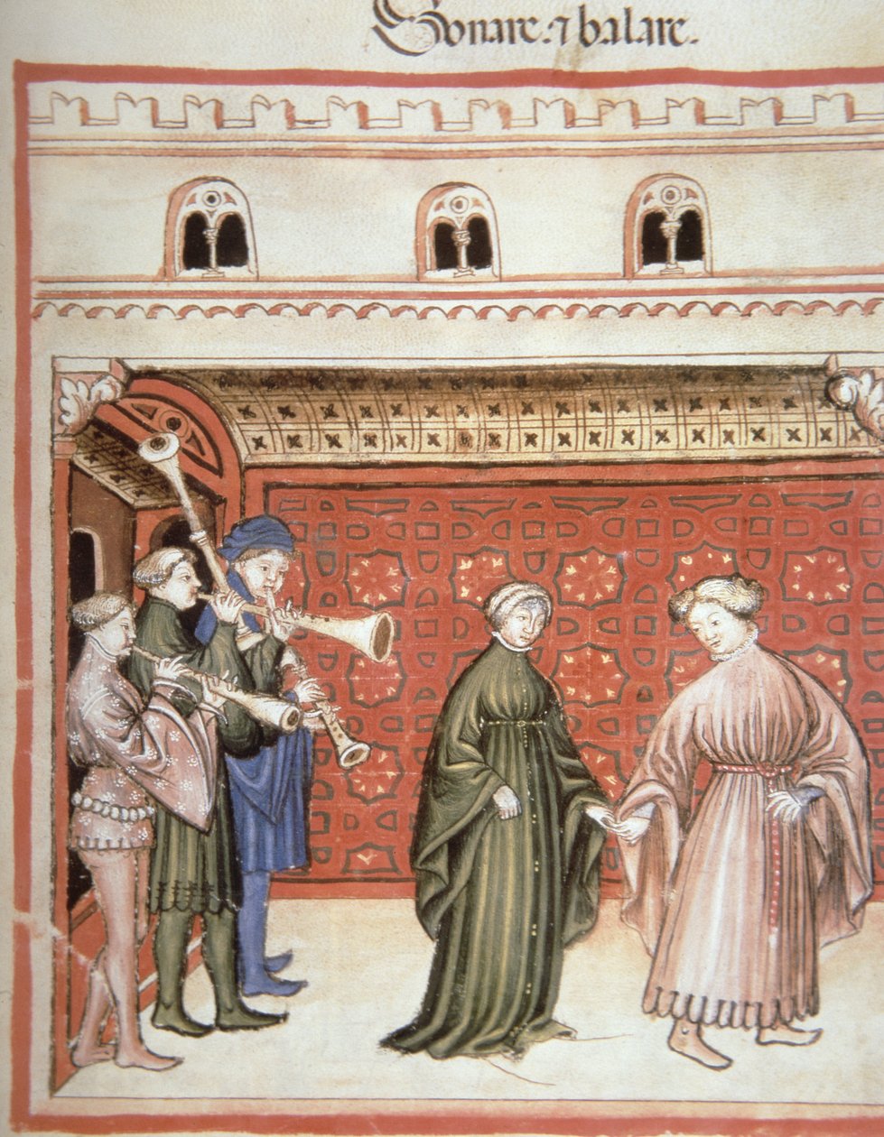 Nova 2644 fol.104r Müzik ve dans, Tacuinum Sanitatis