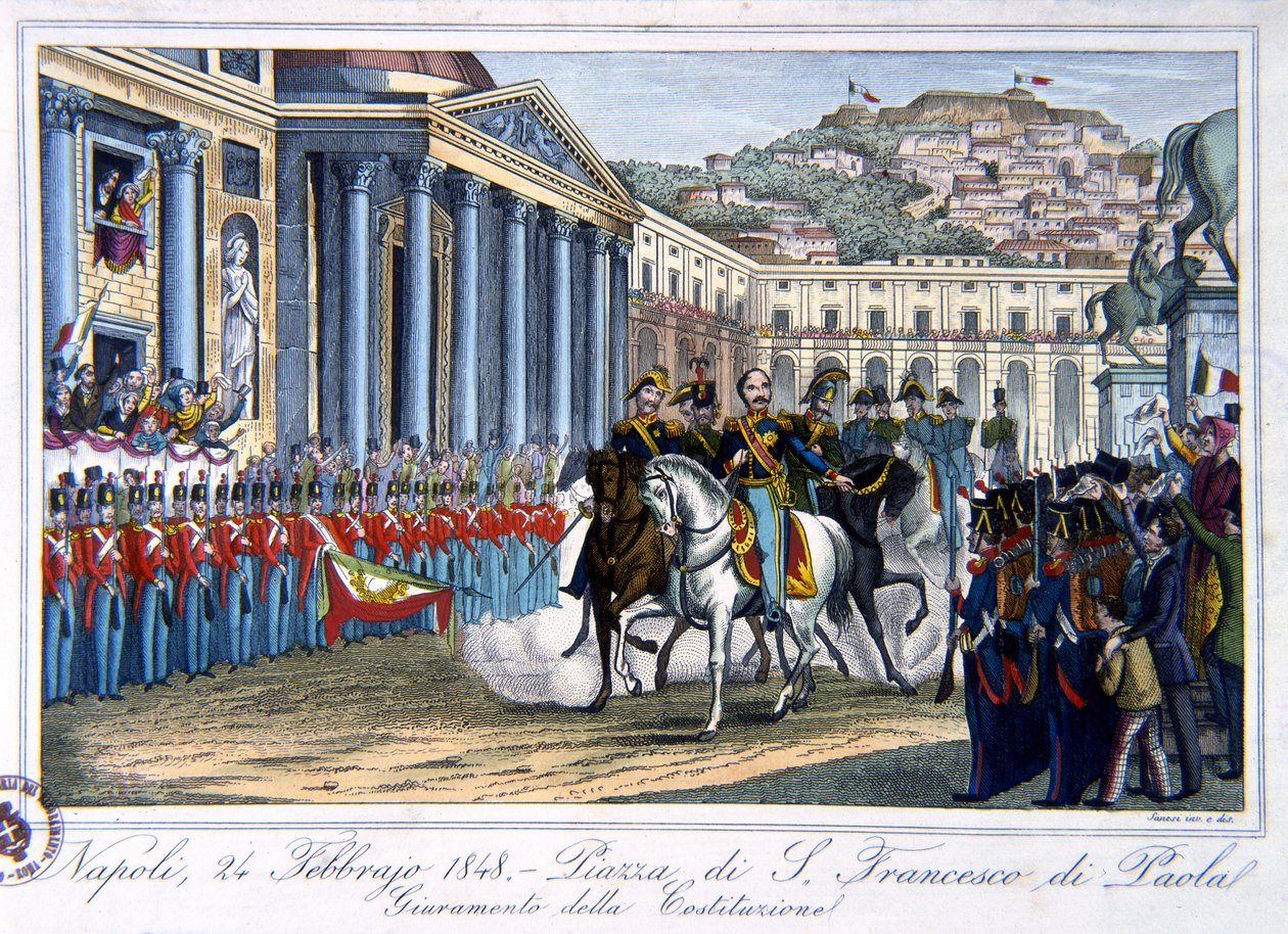 İtalyan Anayasası Yemini, Piazza di San Francesco di Paola, Napoli, 24 Şubat 1848 by Italian School