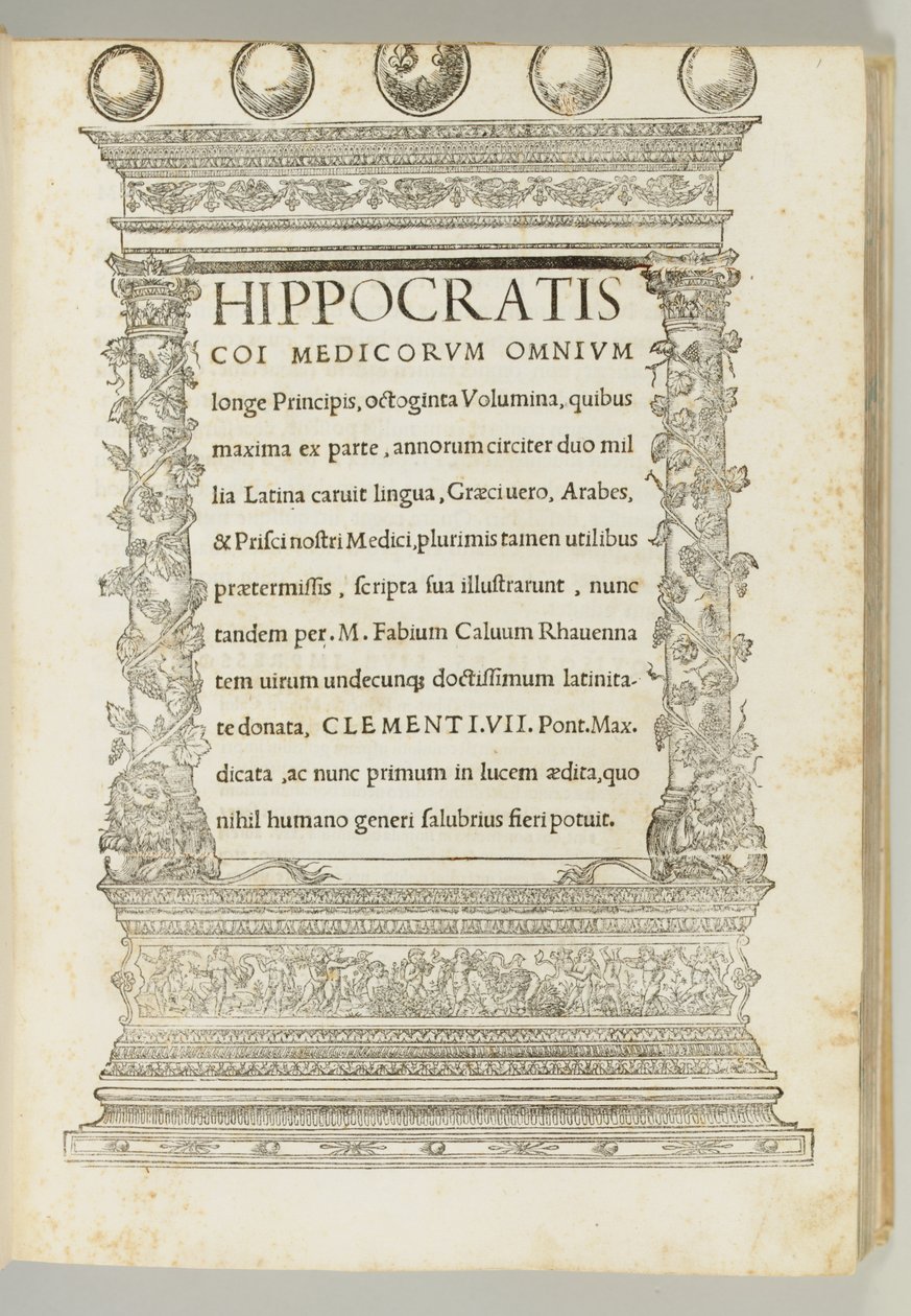 Seksen cilt, Marcus Fabius Calvus (c.1440-1527) tarafından Yunancadan Latinceye çevrilen Hipokrat külliyatı, Roma: Franciscus Minutius Calvus by Italian School
