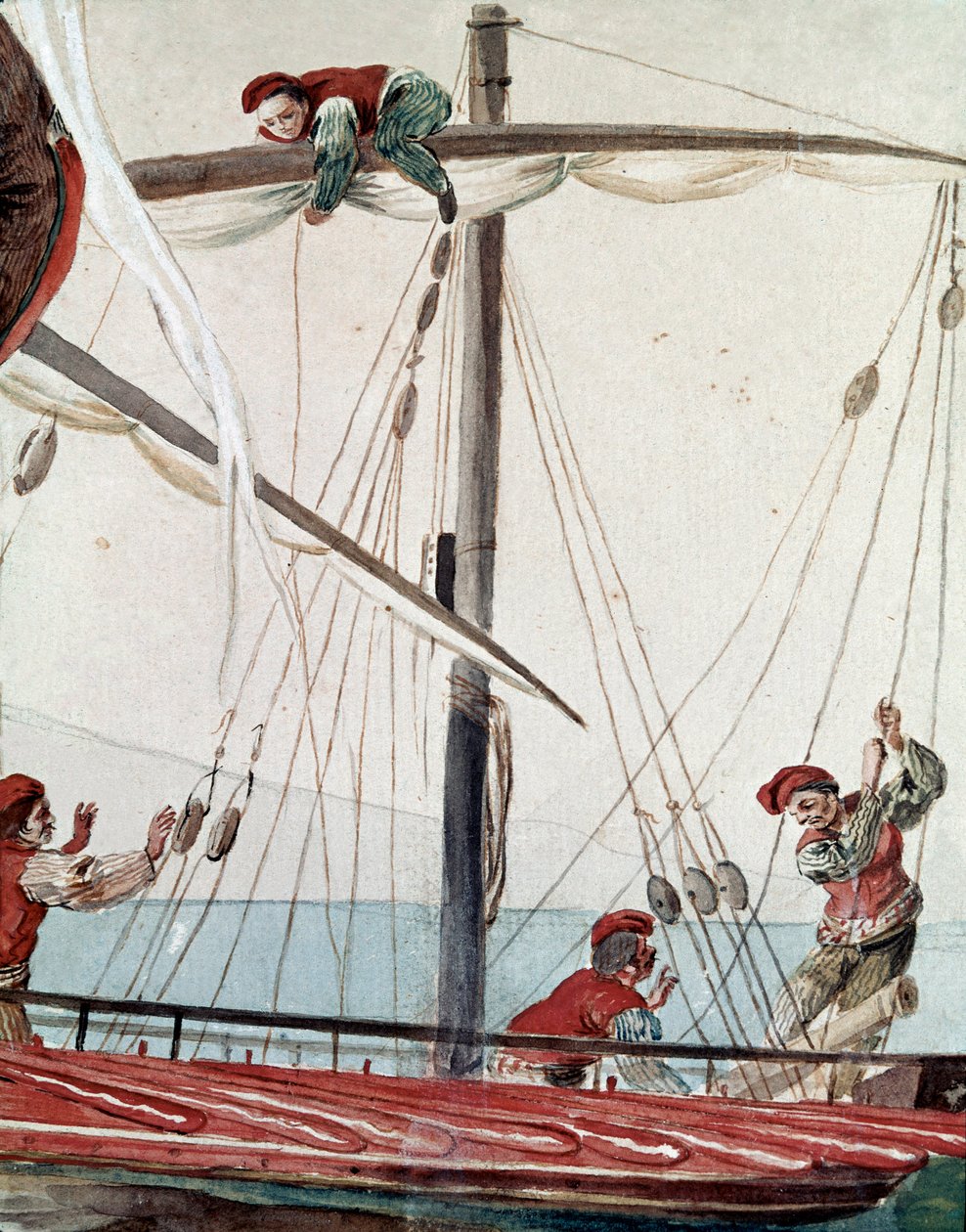Eski Napoliten esnaf: bir balıkçı teknesi - 19. yüzyıl suluboya - Napoli Museo Nazionale di San Martino by Italian School
