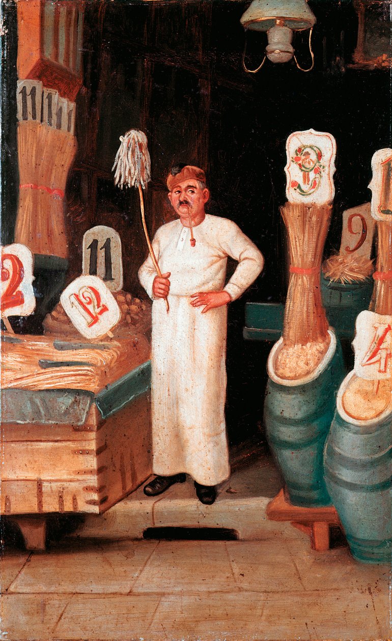 Eski metier: makarnacının dükkânı. Anonim detrempe. 19. yüzyıl 19. yüzyıl Ulusal Makarna Müzesi, Agnesi Vakfı, Roma by Italian School
