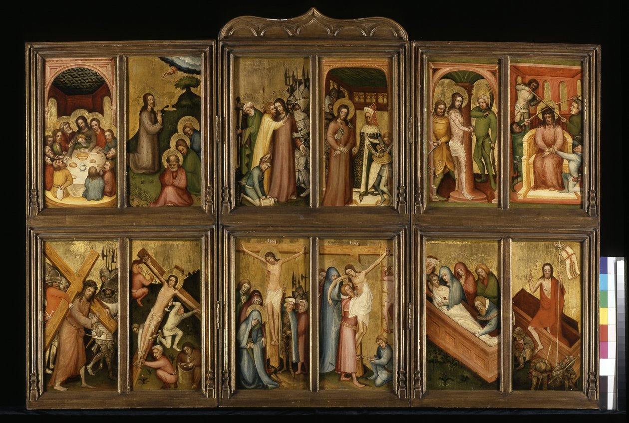 Passion Of Christ, yaklaşık 1400 (ahşap üzerine tempera ve altın) by Italian School