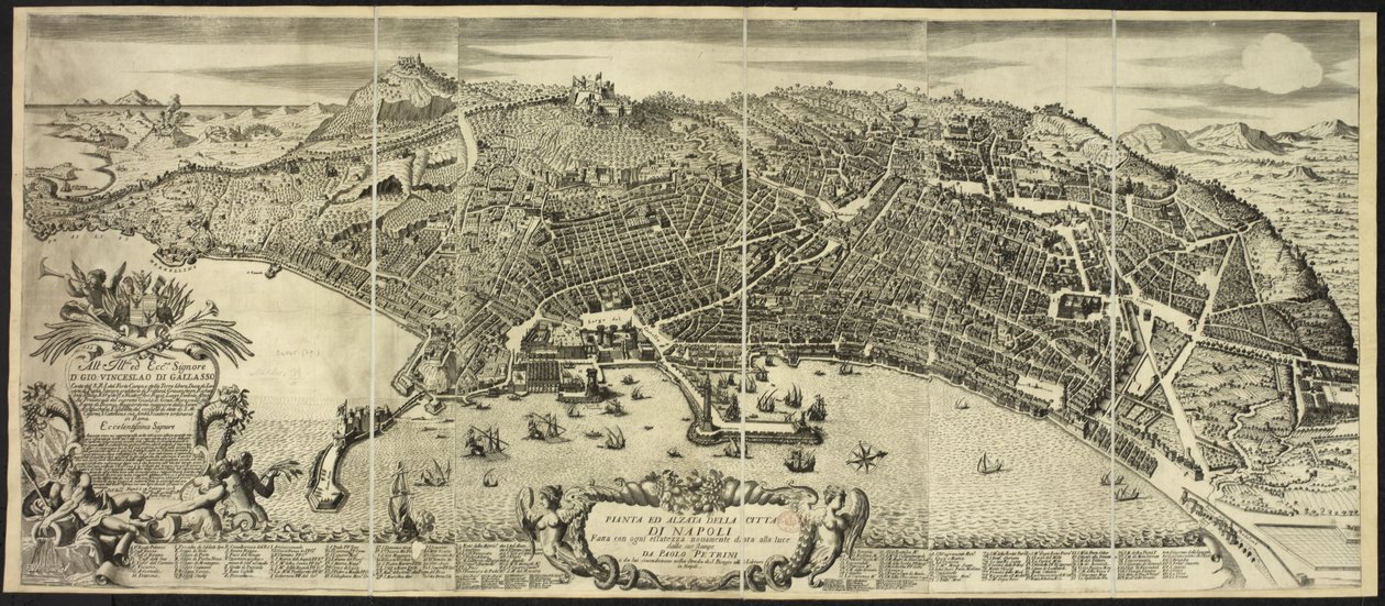 Napoli şehrinin planı ve görünümü ... P. Petrini.Napoli tarafından by Italian School