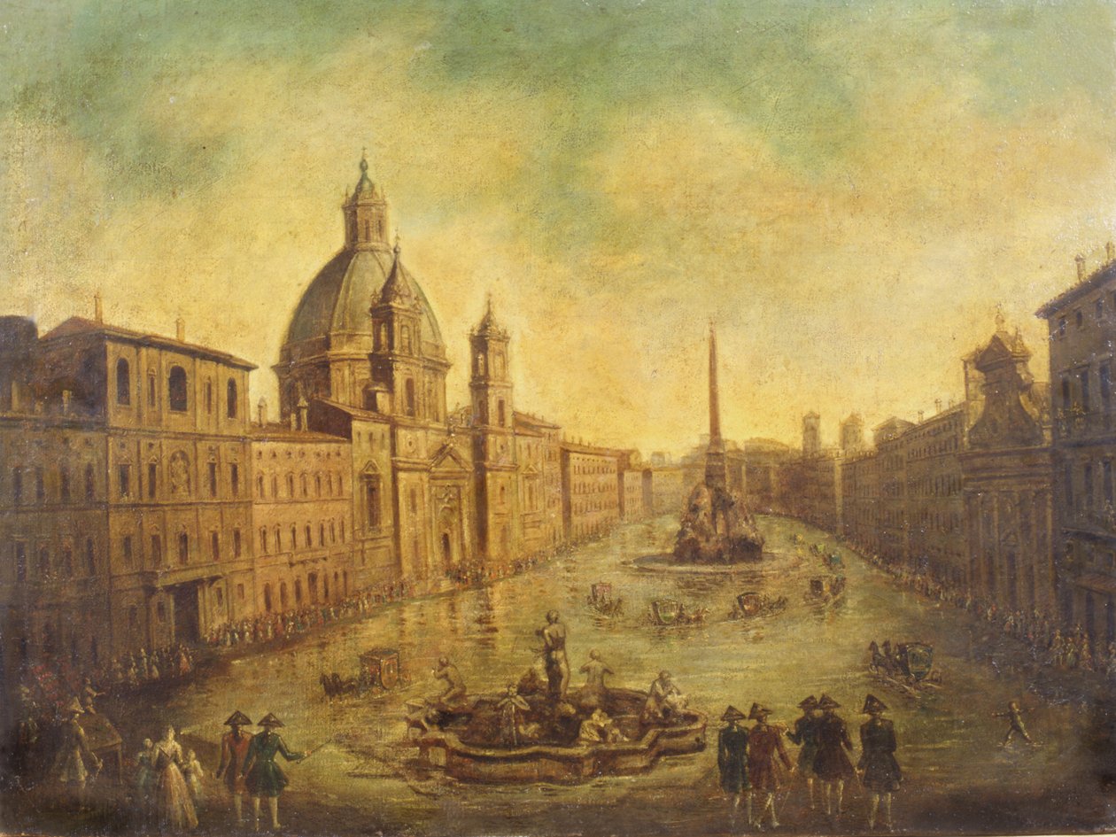 Piazza Navona Sular Altında by Italian School