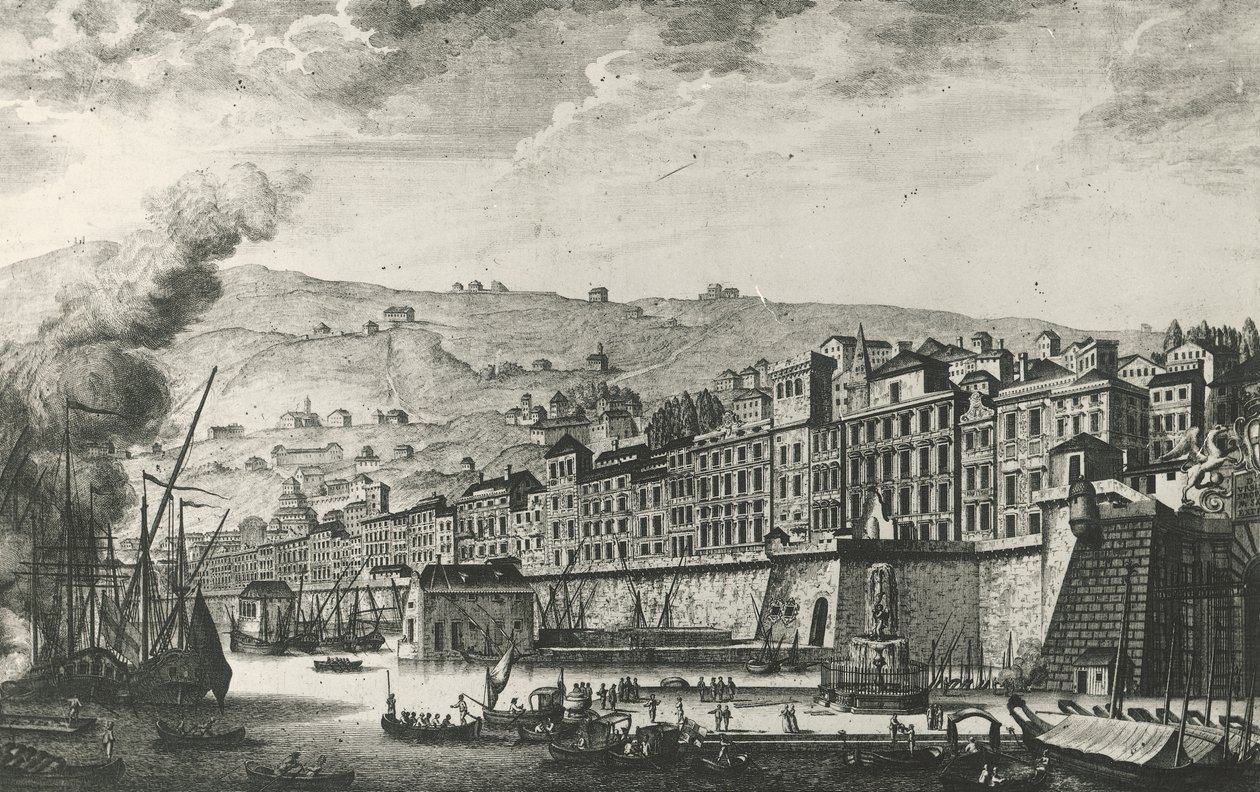 Ponte Reale Cenova, gravür, İtalya by Italian School