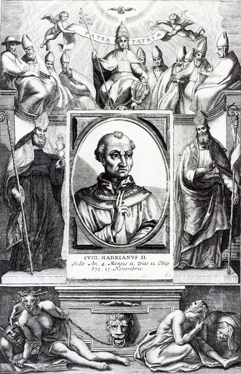 Papa II. Hadrian (gravür) by Italian School