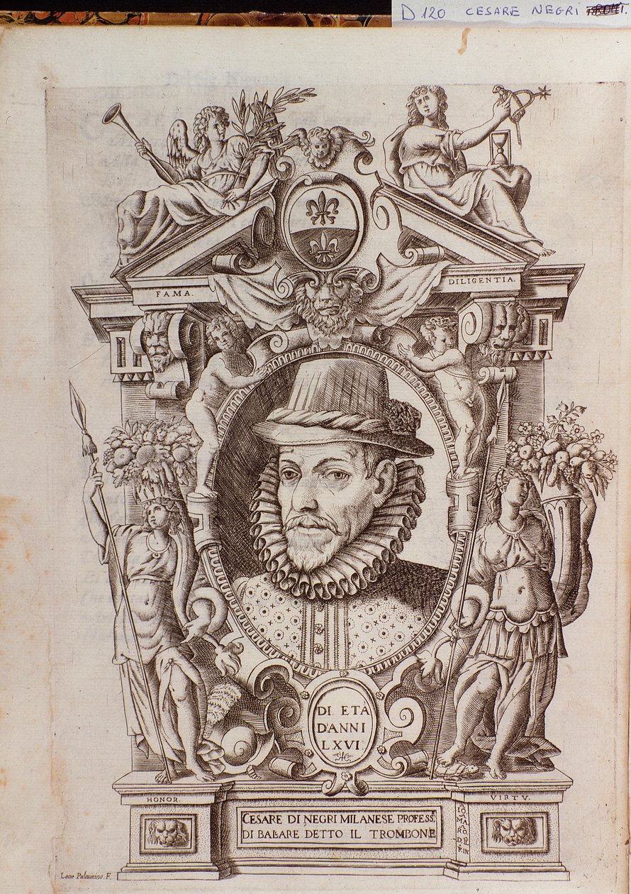 İtalyan dansçı Il Trombone (1536-1604) adlı Cesare Black'in portresi by Italian School
