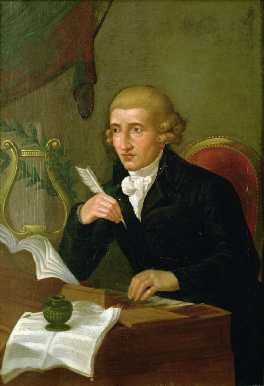 Joseph Haydn'ın Portresi (1732 - 1809) (tuval üzerine yağlı boya) by Italian School
