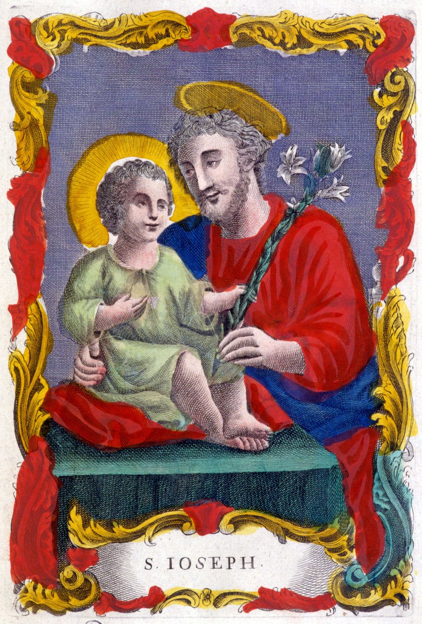 Saint Joseph ve Çocuk İsa'nın portresi, dindar görüntü, İtalya by Italian School