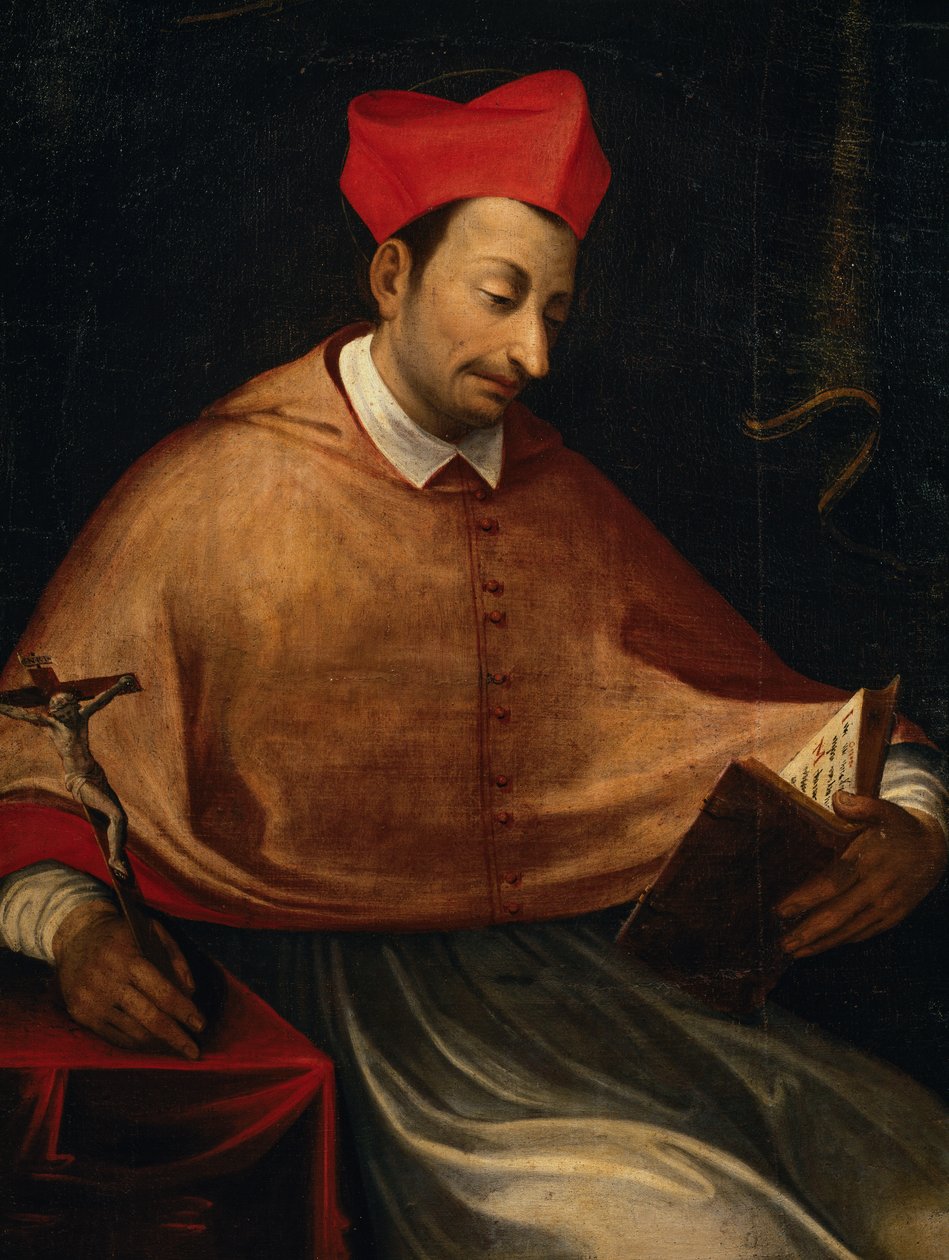 Aziz Charles Borromeo (1538-1584), İtalyan başpiskopos ve kardinal portresi, anonim, San Carlo kilisesi, Arona, Piedmont, İtalya by Italian School