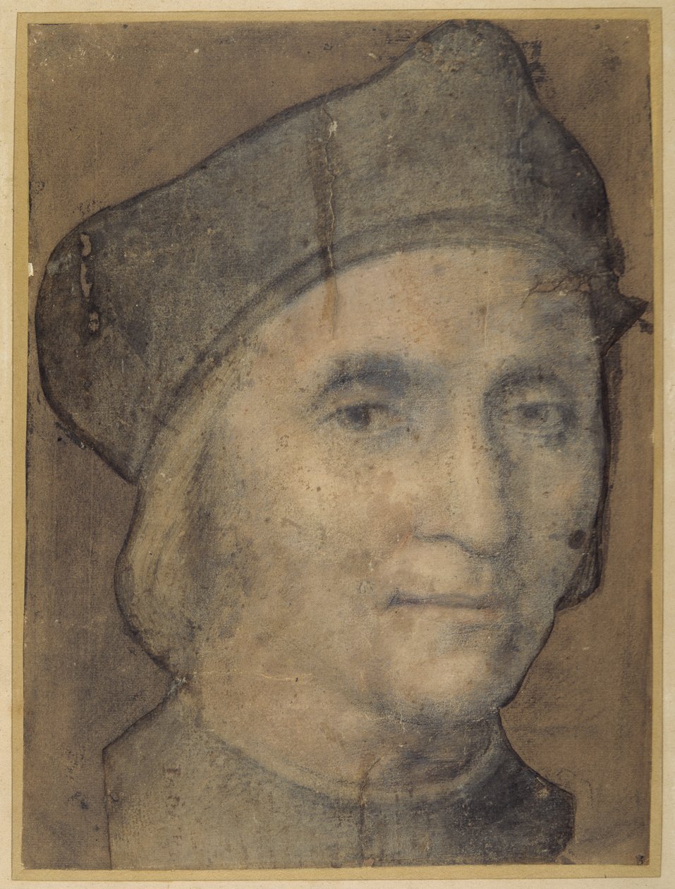 Bir rahip portresi, c.1510 (siyah ve gül renkli tebeşirler) by Italian School