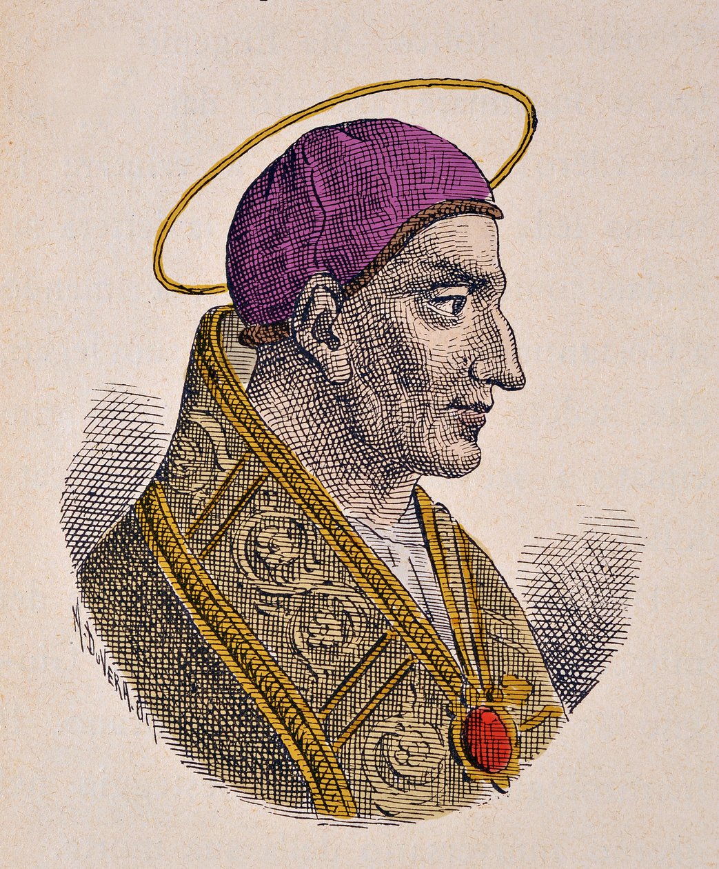 Papa Vitalien'in Portresi (Vitalianus veya Vitaliano) (657-672) by Italian School