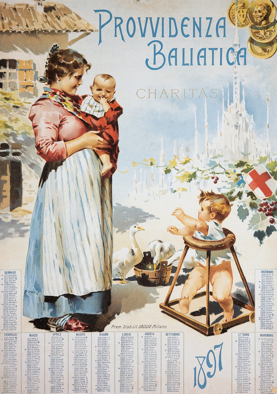Provvidenza baliatica (Hemşireler için yardım), Charitas, takvim by Italian School