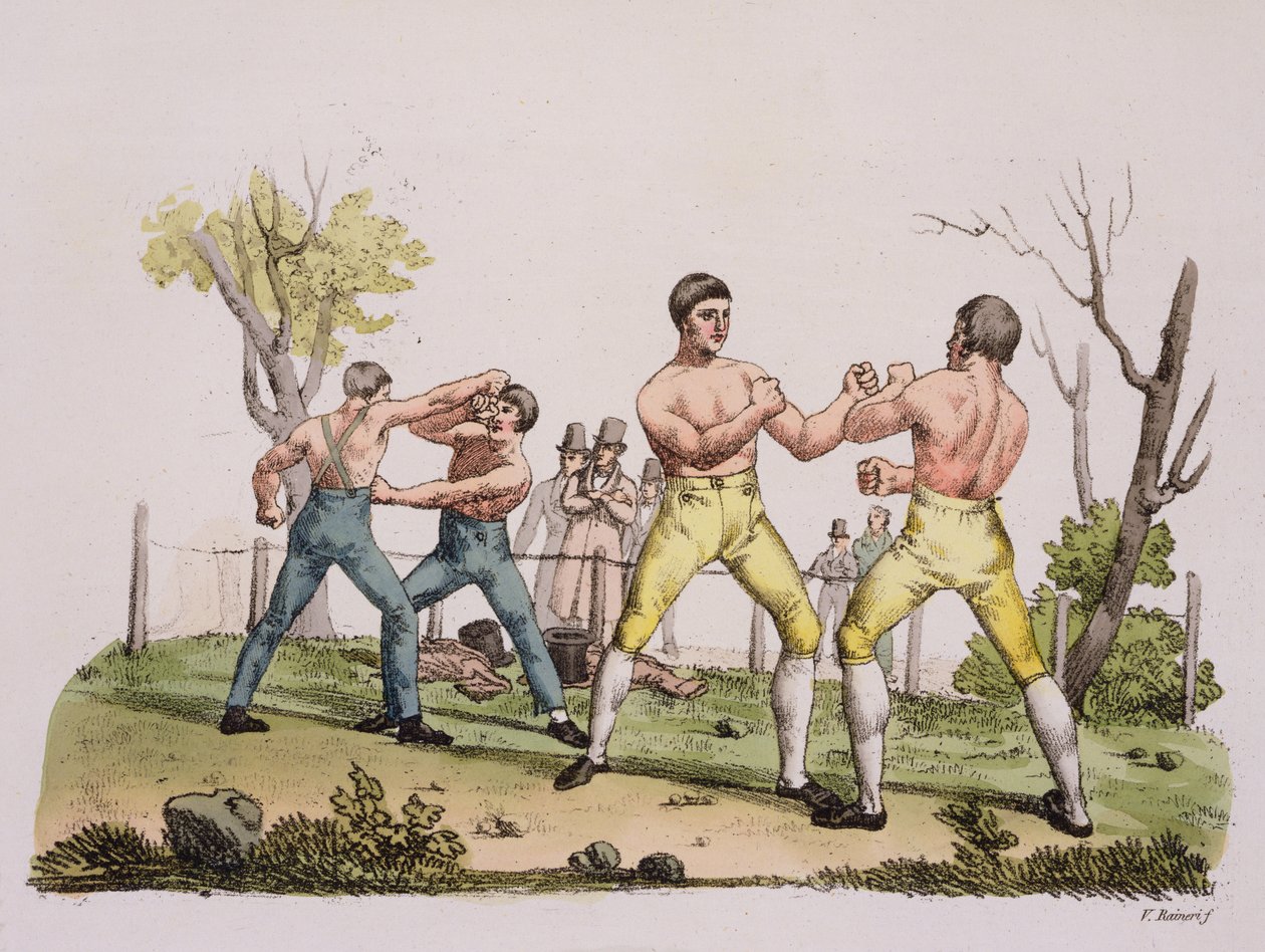 Pugilistler, Uluslar Tarihinden 31 numaralı plaka (aquatint) by Italian School