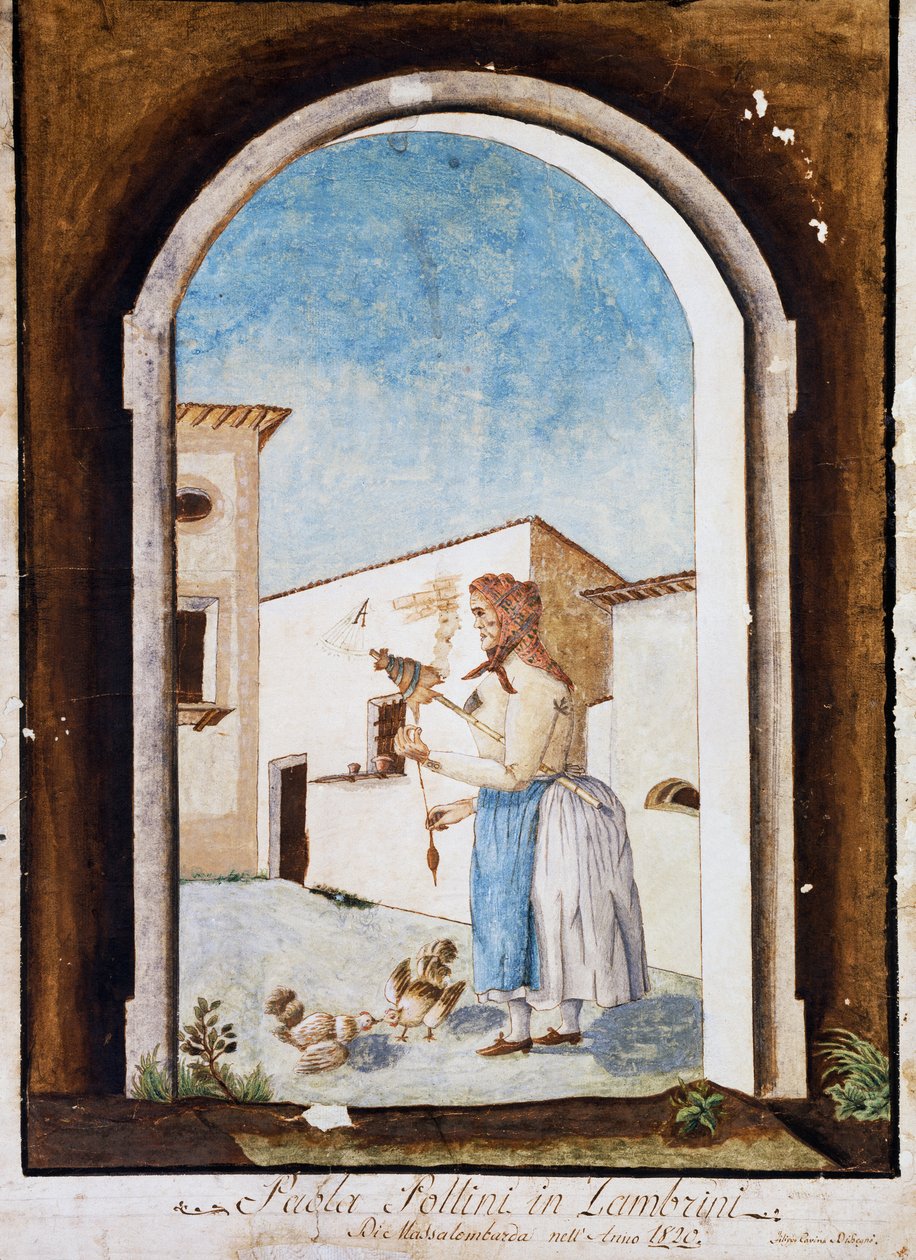 Romagna kadını, Suluboya ve mürekkep, İtalya by Italian School