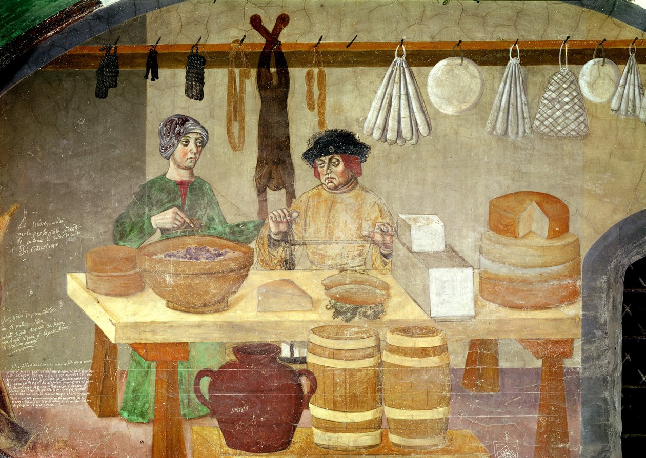 Sosis ve Peynir Satıcıları (fresk) by Italian School