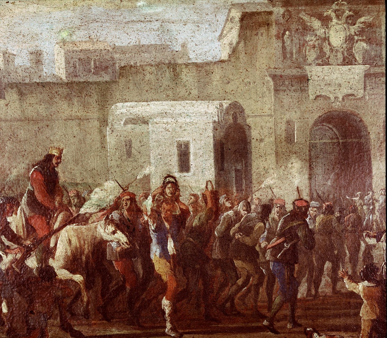Masaniello zamanında hırsızların cezalandırılma sahnesi (Masaniello zamanında hırsızların cezası) 1640-1650 yılları civarında bir tablodan detay Napoli, Museo Nazionale di San Martino by Italian School