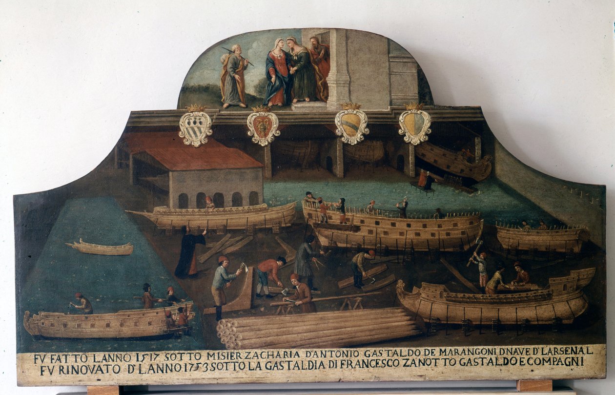 Gemi yapımı: 1517'de inşa edilen ve 1753'te yenilenen tekneler. by Italian School