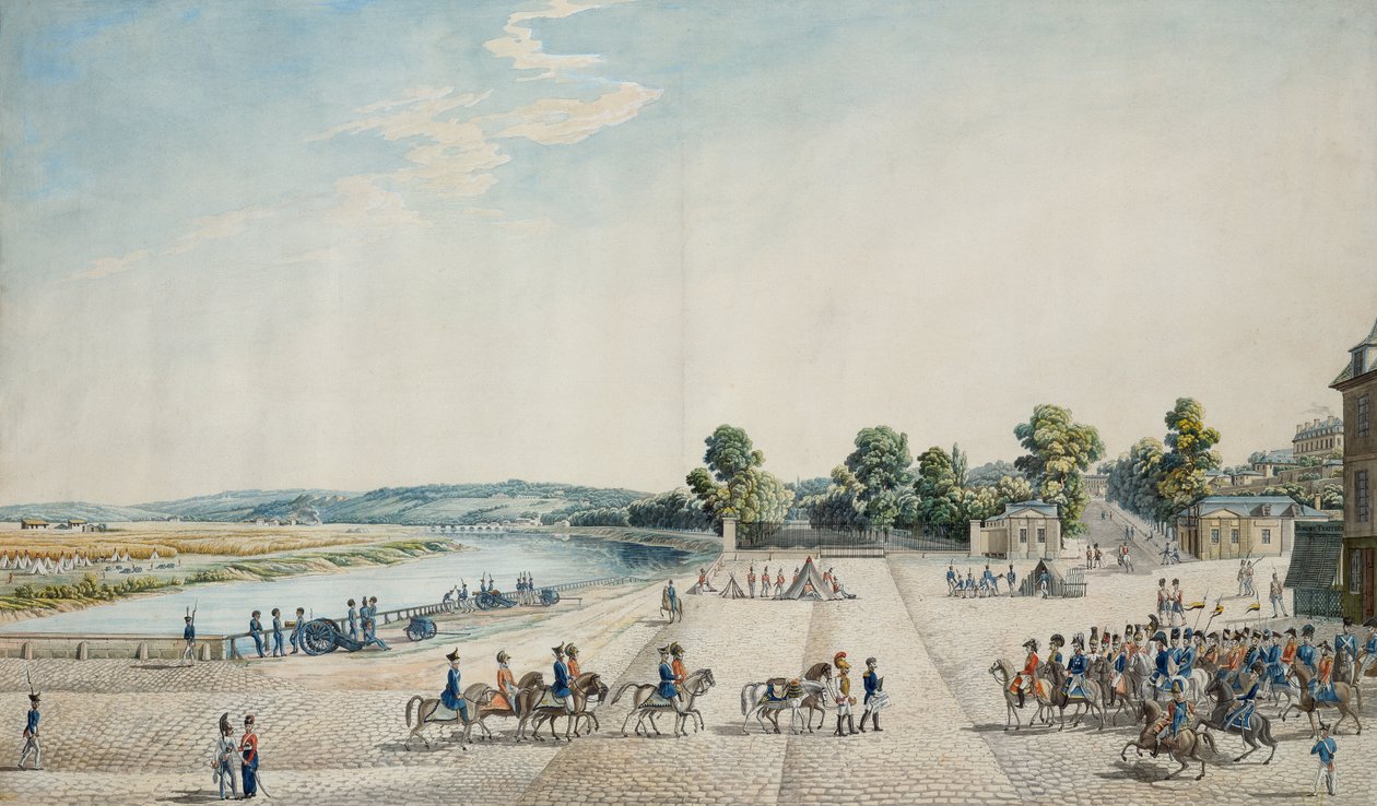 Château de Saint-Cloud'da Paris teslimiyetinin imzalanması, 3 Temmuz 1815 (suluboya) by Italian School