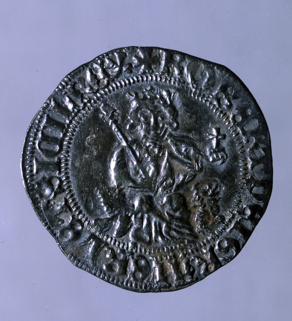 Napoli Kralı I. Robert, Anjou (1275-1343) zamanında basılan gümüş sikke. by Italian School