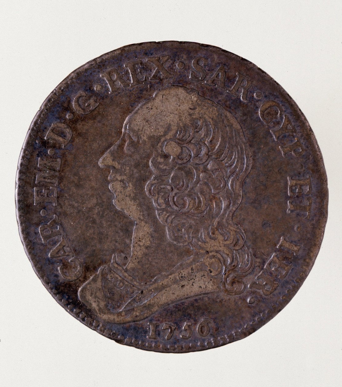 Sardunya krallığından gümüş İtalyan madeni para (yarım ecu): Carlo Emanuele III di Savoia