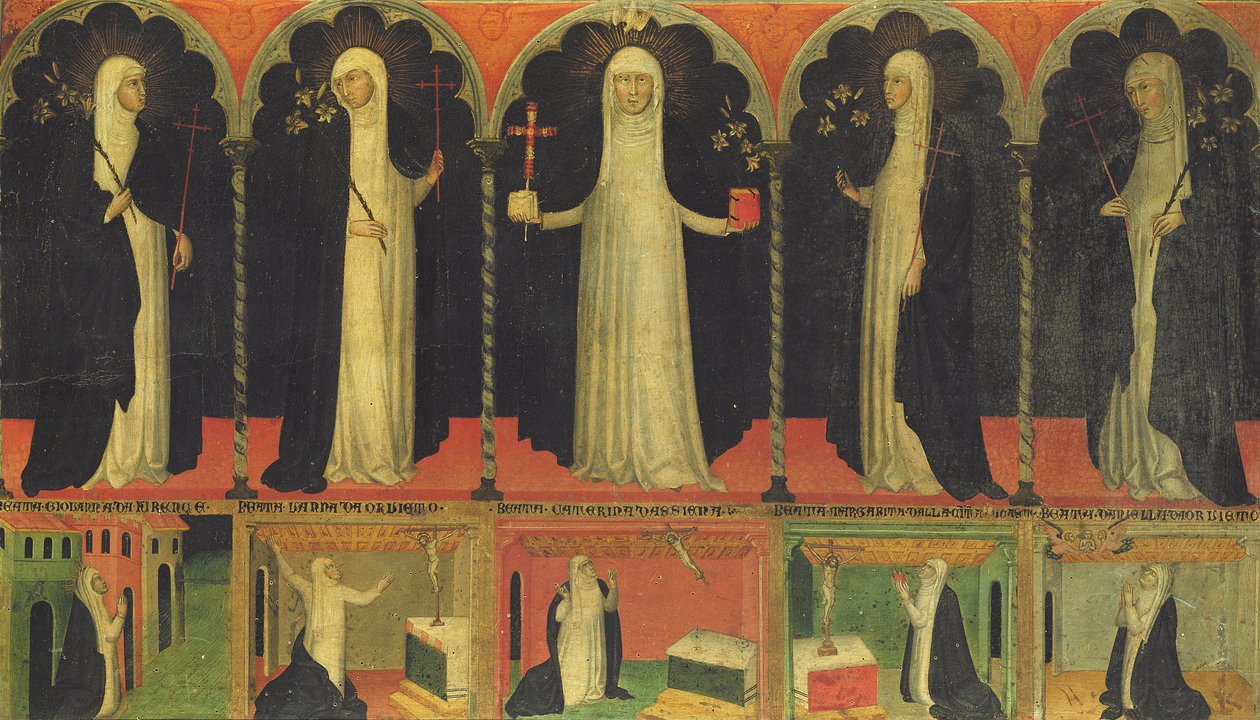 Aziz Catherine ve dört Dominik Azizi by Italian School