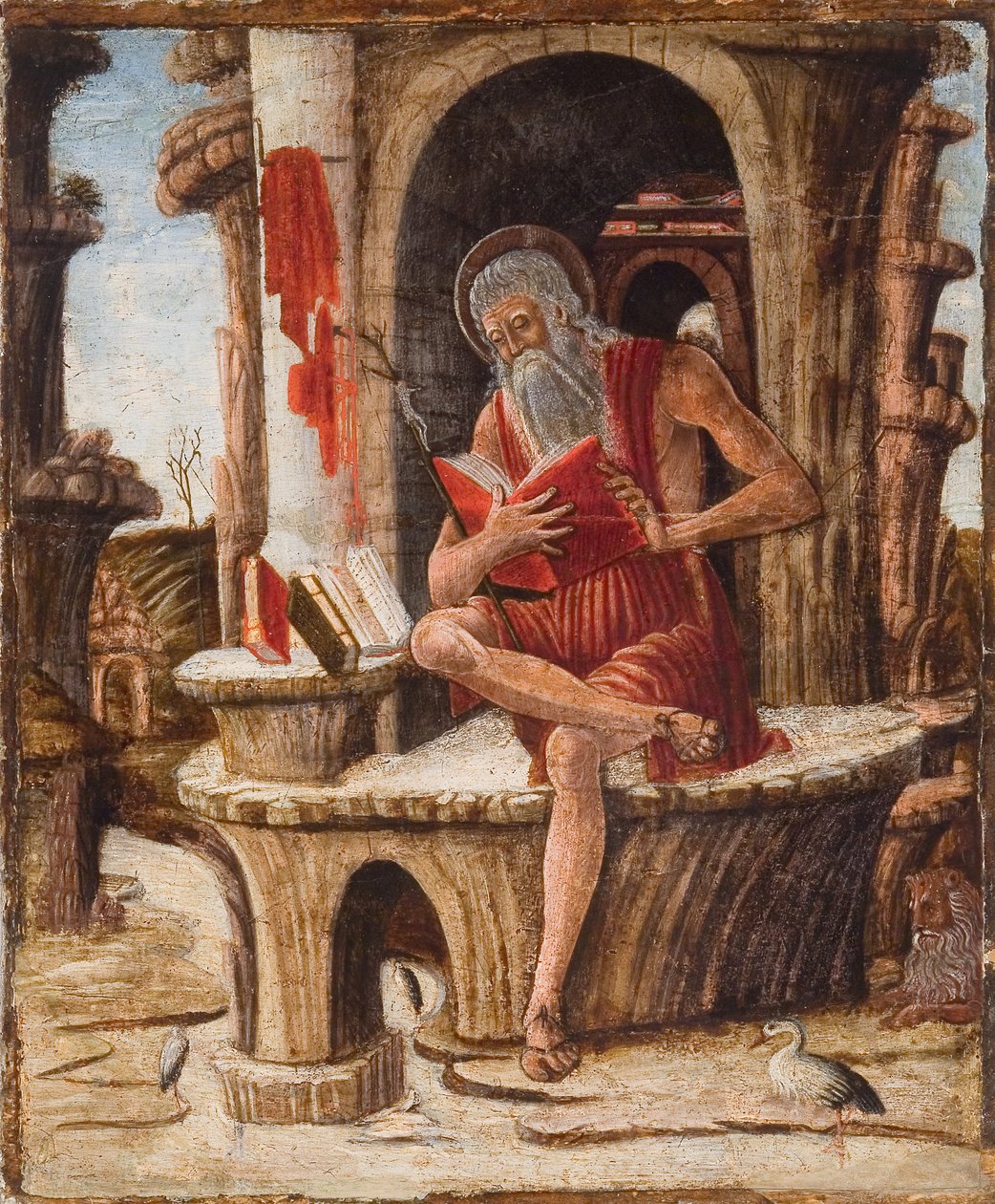 Aziz Jerome (panel üzerine yağlıboya) by Italian School