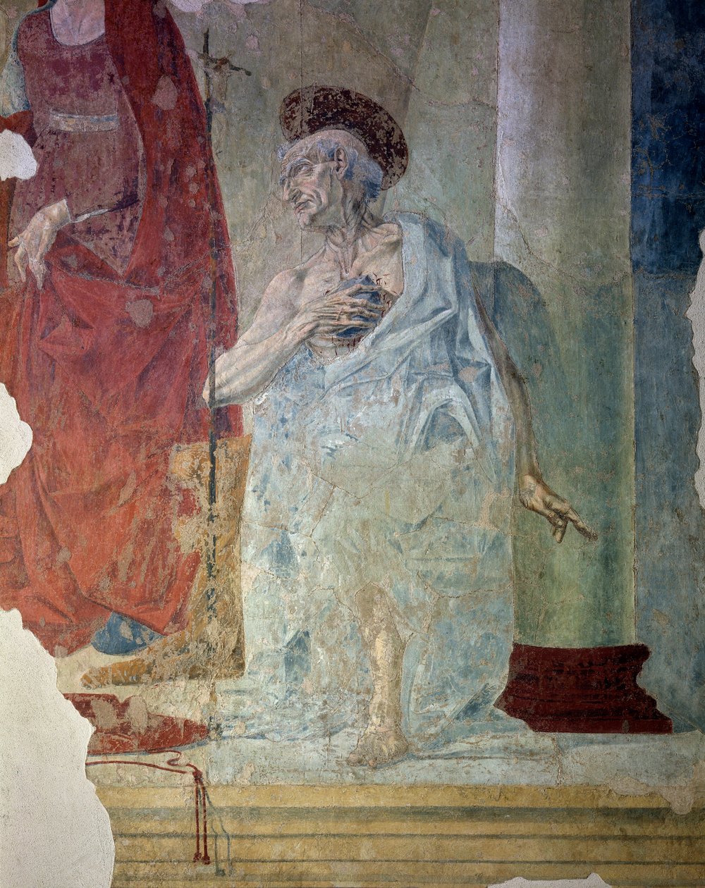 Bir tövbekar olarak Aziz Jerome. Detay. Fresk by Italian School