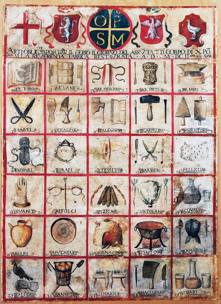 Orvieto şehrinin sanat ve zanaat sembolleri by Italian School